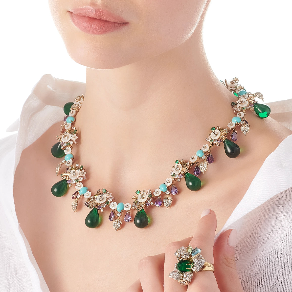 Emerald Blossom Ring
